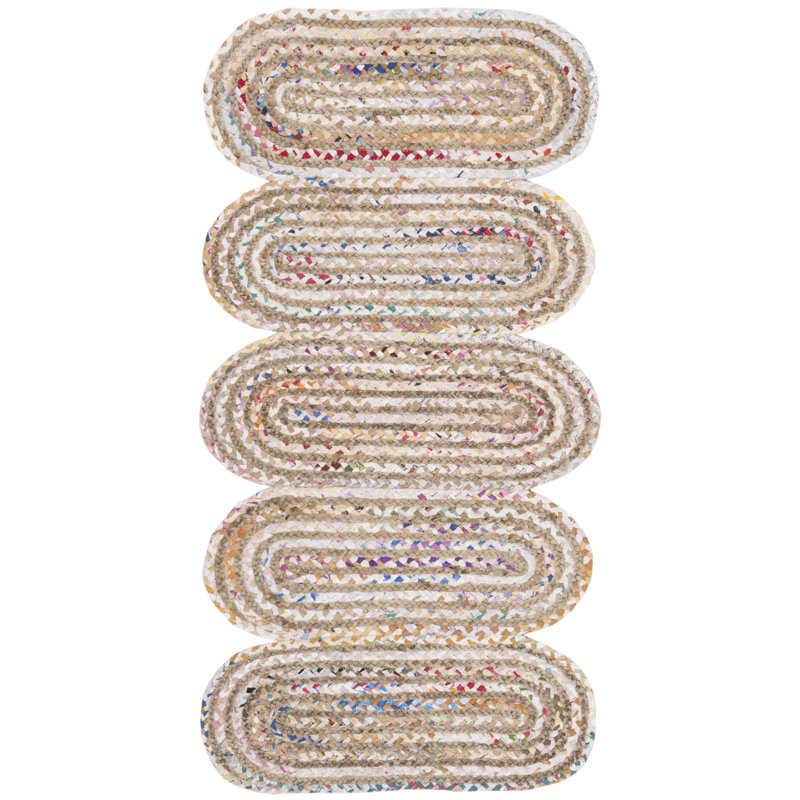 Tapis en jute de coton tissé à la main Abhay, Rectangle 3 pi x 5 pi