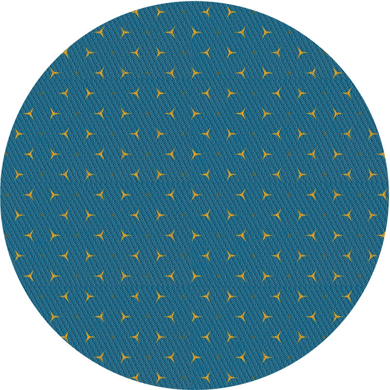Tapis décoratif bleu à motifs Hillier, Rond 6 pi