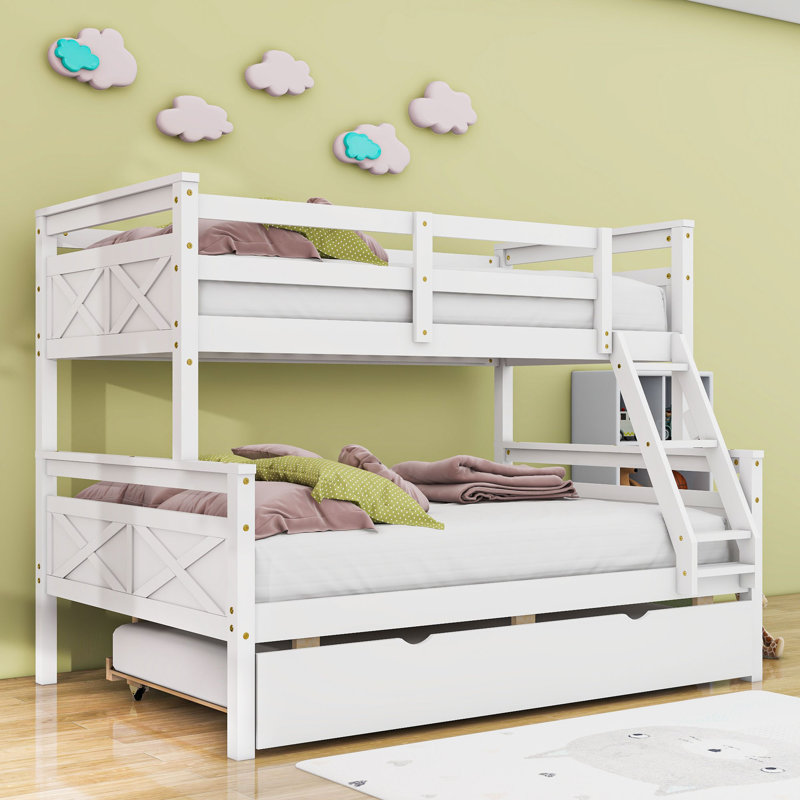 Baccus Kids Twin Over Full Bunk Bed with Trundle, White