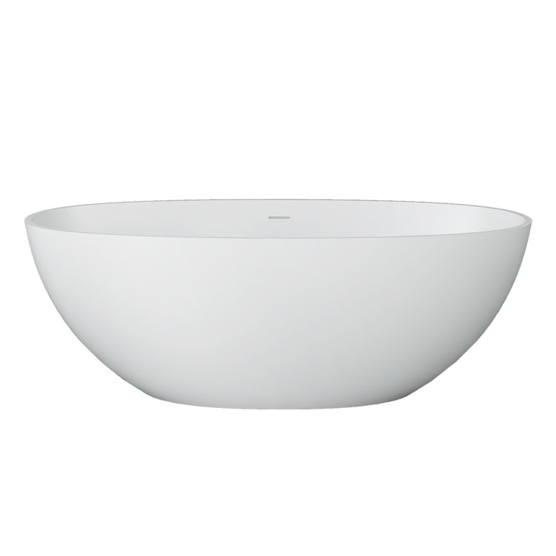 65 po x 30 po. Baignoire de trempage autoportante à surface solide avec drain central de 65 po x 30 po en blanc mat