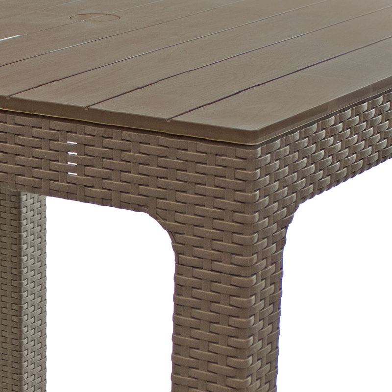 Table en polypropylène avec faux plateau en grain de bois - Champagne