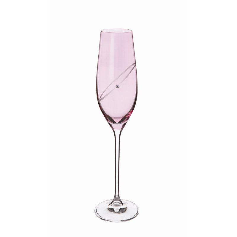 Dartington Crystal Glitz 210ml Crystal Champagne Flute Set, Ruby