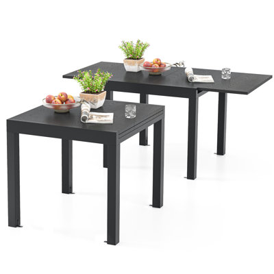 Patio Expandable Dining Table 31.5â€-63†Adjustable Rectangular All Weather Aluminum Outdoor Dining Table For 4-6 Person by Latitude Run