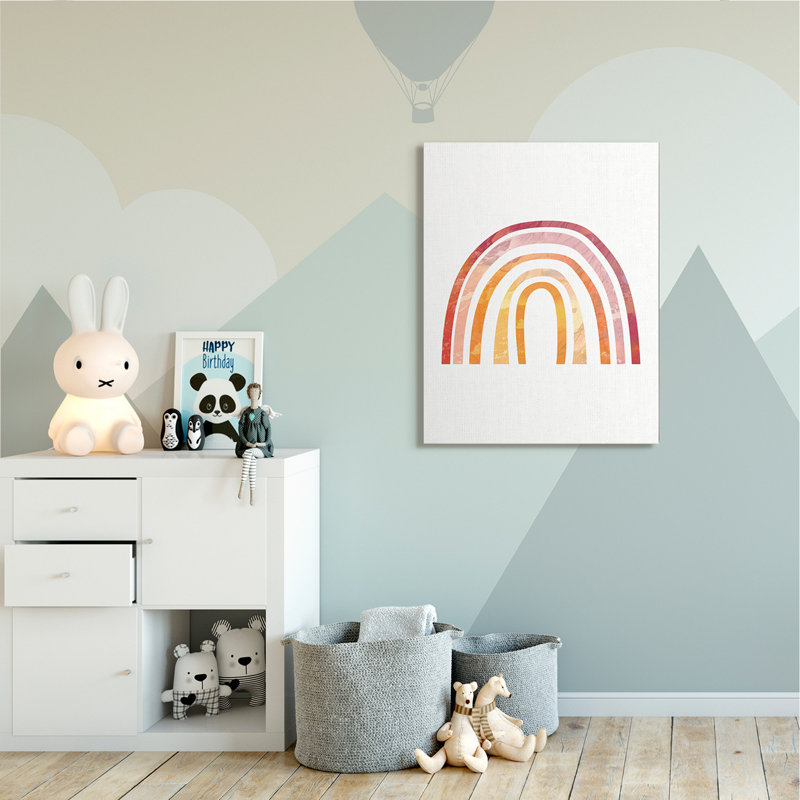 Arc-en-ciel chaud avec texture de ciel abstrait, Toile tendue, H 48 po x l 36 po x P 1,5 po
