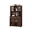 Marlborough 72'' W Farmhouse Bar Cabinet with LED lights and Sliding Barn Doors,Brown-1923117768