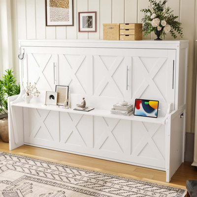 Space-Saving Murphy Bed with Built-in Desk and USB Charging Station