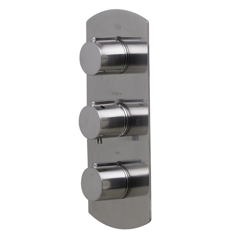 Mélangeur de douche thermostatique à 3 voies, Nickel brossé