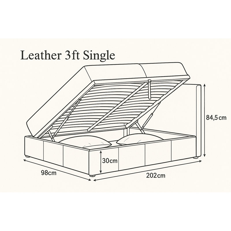 Ottoman Bed with Mattress, Black