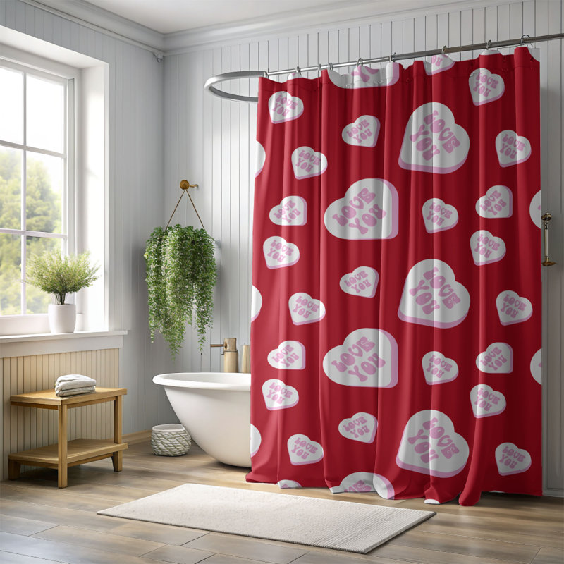 Rideau de douche Groovy Heart - Premium 178, H 74 po x l 71 po