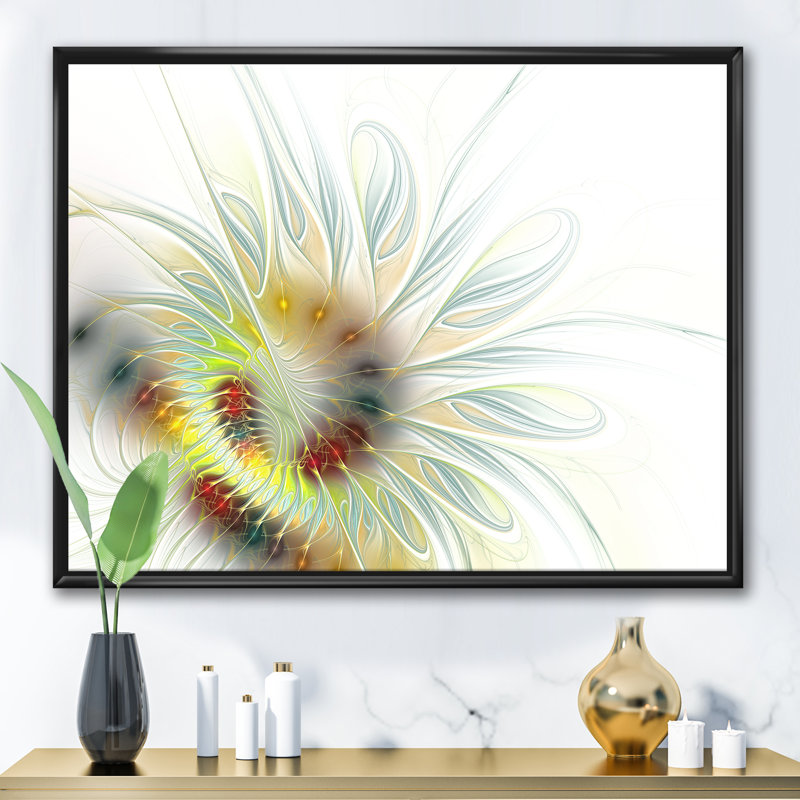 Floral Fractal III - Impression sur toile, H 30 po x l 40 po x 1,5 po, Toile avec cadre noir