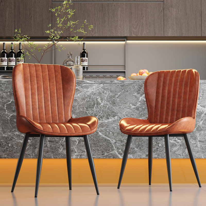 Ensemble de 2 chaises de salle à manger modernes, capitonnées et capitonnées Channel, 2, Brun