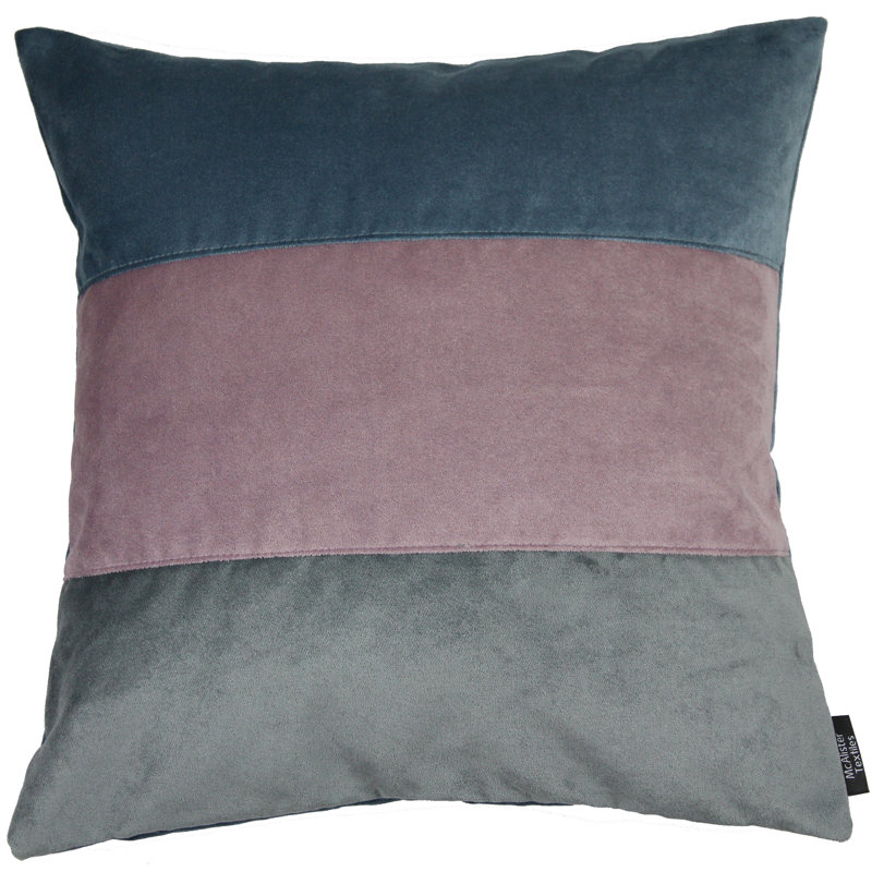 Epicurus Patchwork Square Throw Cushion, 60 x 60cm, Petrol Blue/Heather