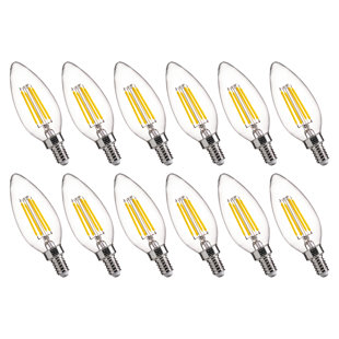 B11E12 4.5?ÿWatt (40?ÿWatt Equivalent), CA11 LED, Dimmable Light Bulb, Warm White (2200K) E12/Candelabra Base (Set of 12)