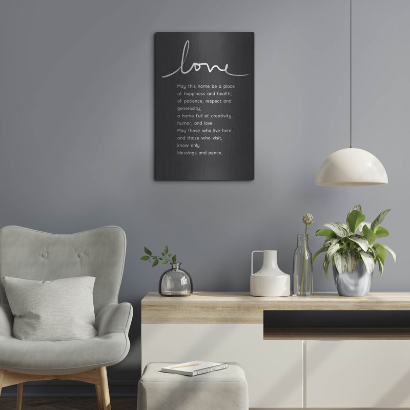 «Home Blessing BW» par Linda Woods, art mural en métal, H 24 po x l 16 po