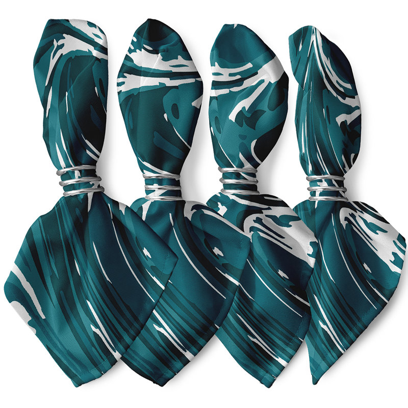 Auke Polyester Abstract Square Napkin, Teal