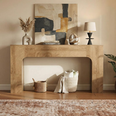Console de salon Slim Farmhouse - table d'entrée étroite en bois, décor chêne rustique, mobilier de couloir peu encombrant, idéal derrière le canapé ou dans le vestibule, 63 po - 1,6 m de hauteur