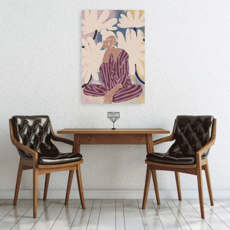 Peaceful Woman And Flowers Abstract Dreamy Peaceful Flower Architecture Wall Art Print 1 Piece Wrapped Canvas Wall Art