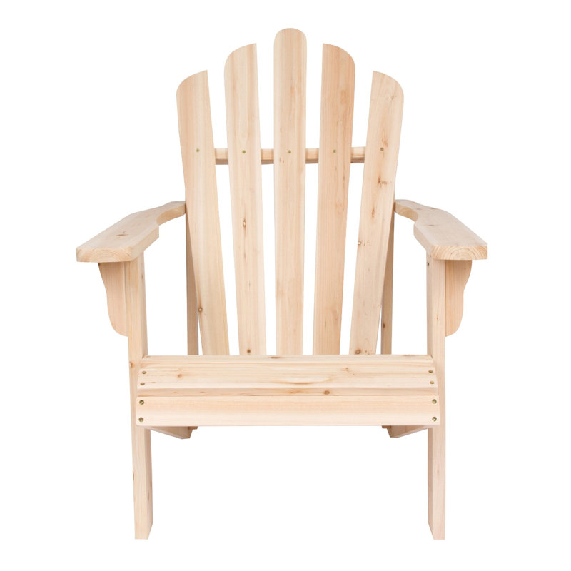 Brently Solid Wood Adirondack Chair with Table, Natural