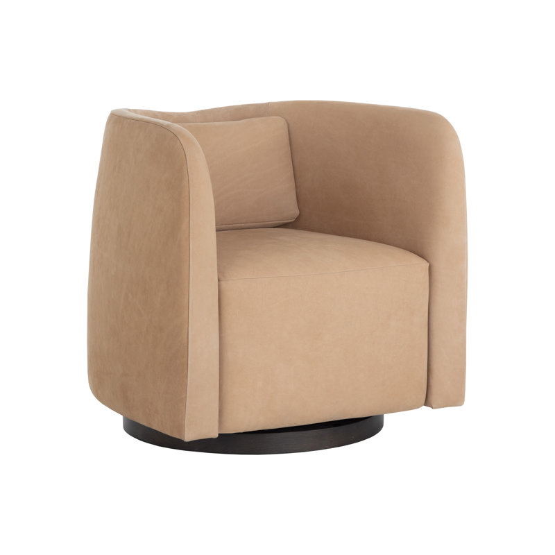 Swivel Lounge Chair, Tan Leather