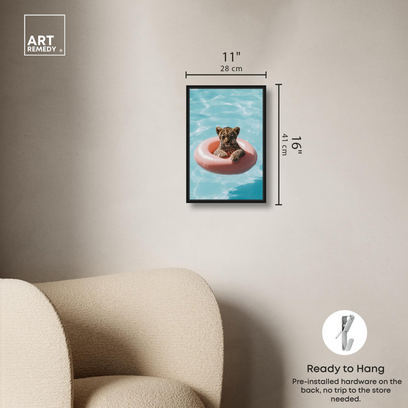 Art, art moderne, toile de tigre, Cadre flottant noir, H 16 po x l 11 po