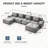 153" Modern U-Shaped Modular Sectional Sofa For Living Room, Corduroy Fabric,4-Seater Couch With Deep Seat And 2-Movable Ottoman,Pearl-Like Piping, Tufted Design, No Assembly, Anti-Slip Design​-1047368480-1047368476