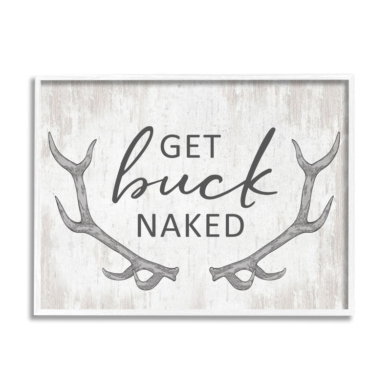 «Get Buck Nude Witty», H 24 po x l 30 po x P 1,5 po, Giclée encadrée blanc bord de mer
