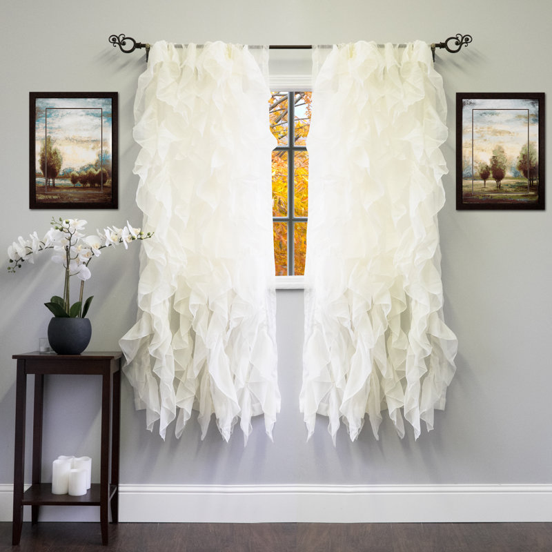 Fulda Semi Sheer Curtain Single Panel, Ivory, 50" W x 63" L