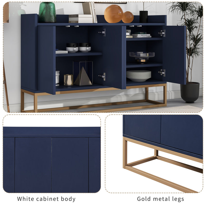 Fermont 47.2'' Sideboard With Open Countertop And Adjustable Shelf-Functional Storage Buffet Cabinet, Navy