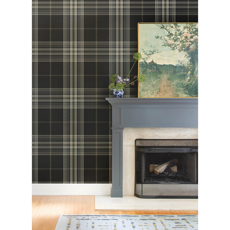 Westley Black Plaid Wallpaper, Black
