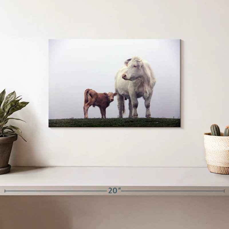 Brampt, mère et bébé vache, H 8 po x l 12 po