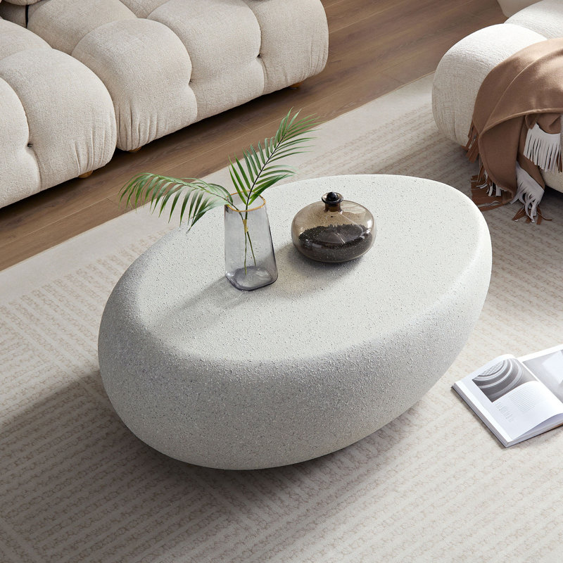 Table basse 43,31 po elliptique en fibre de verre pour salon, table rétro (table basse incluse, sans chaises)