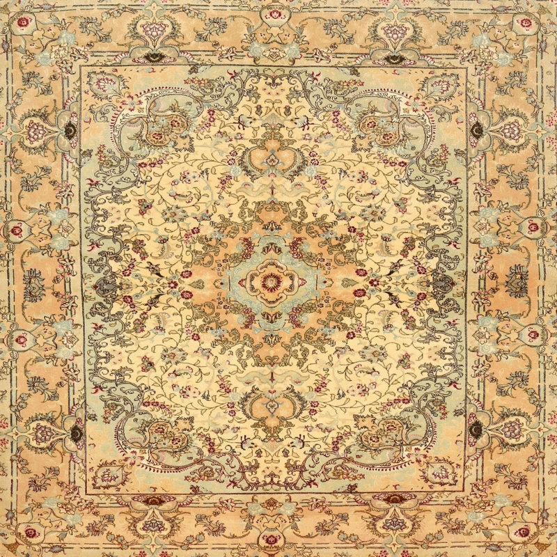 Tapis traditionnel beige / rouge Vian, Rond 6 pi