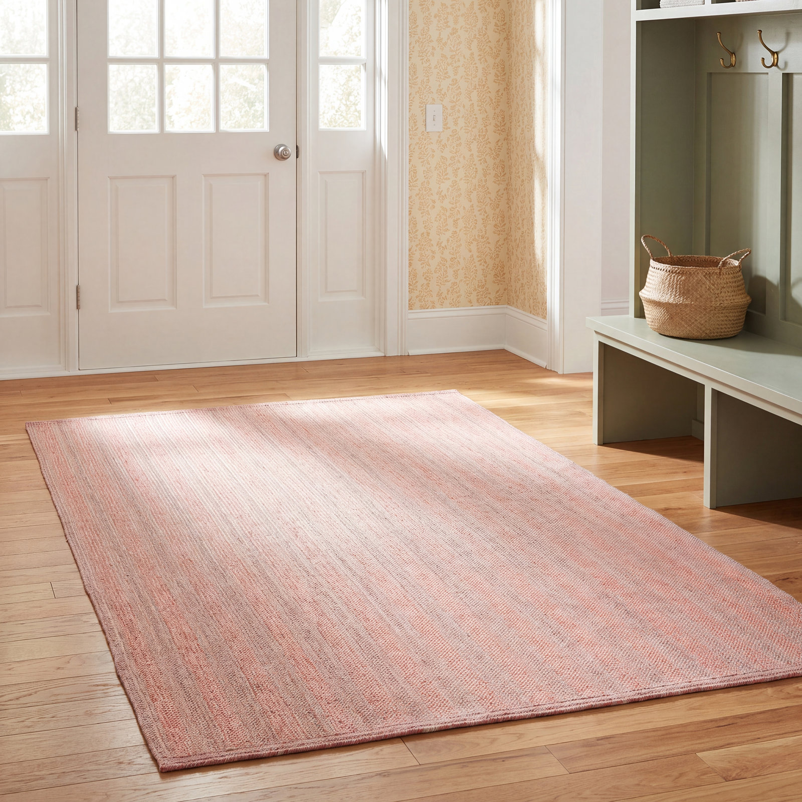 Dieterich Rose Hand-Woven Striped Outdoor Rug, Rectangle 5' x 8'