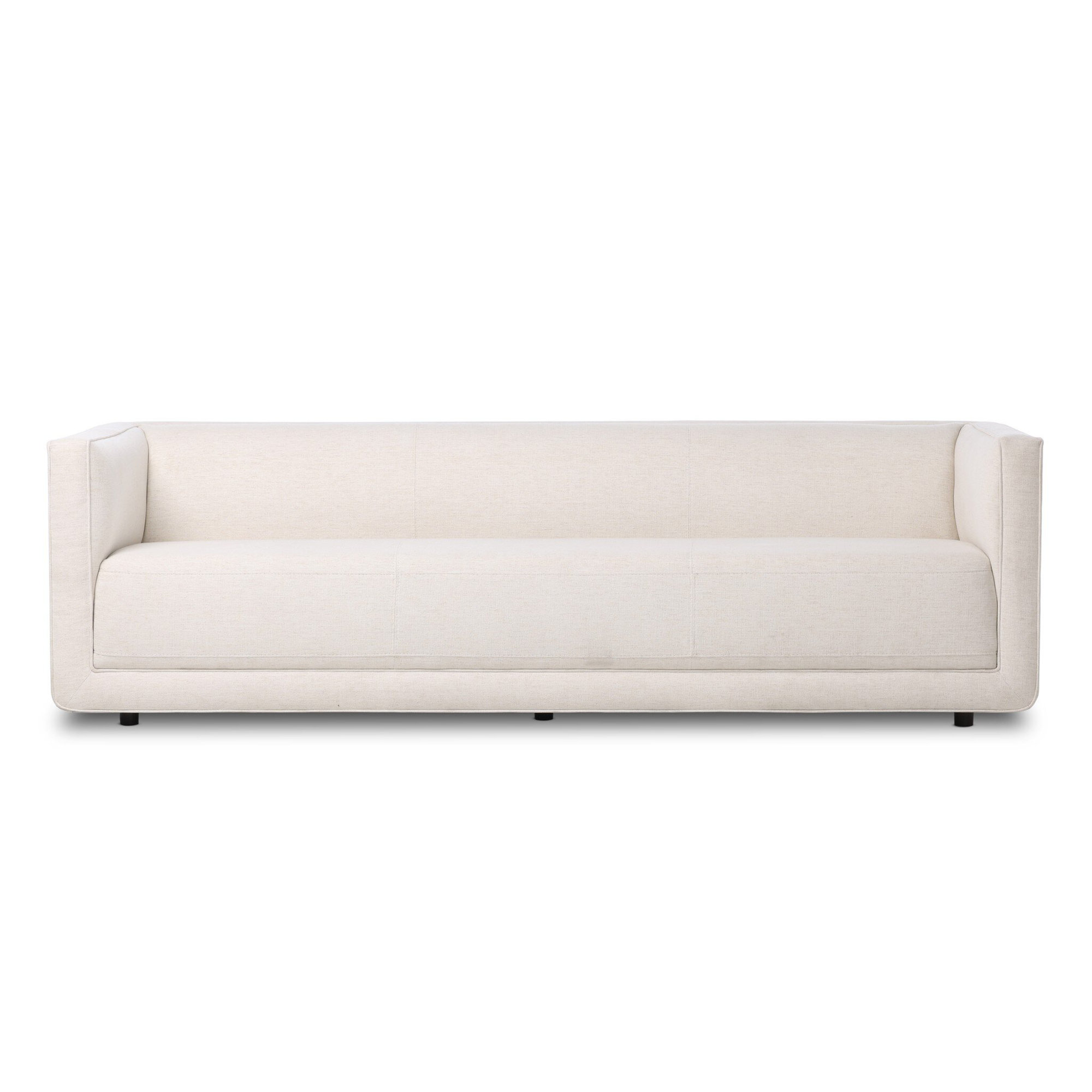 Gigi 95" Upholstered Sofa, Nomad Snow Crypton Top Grain Leather