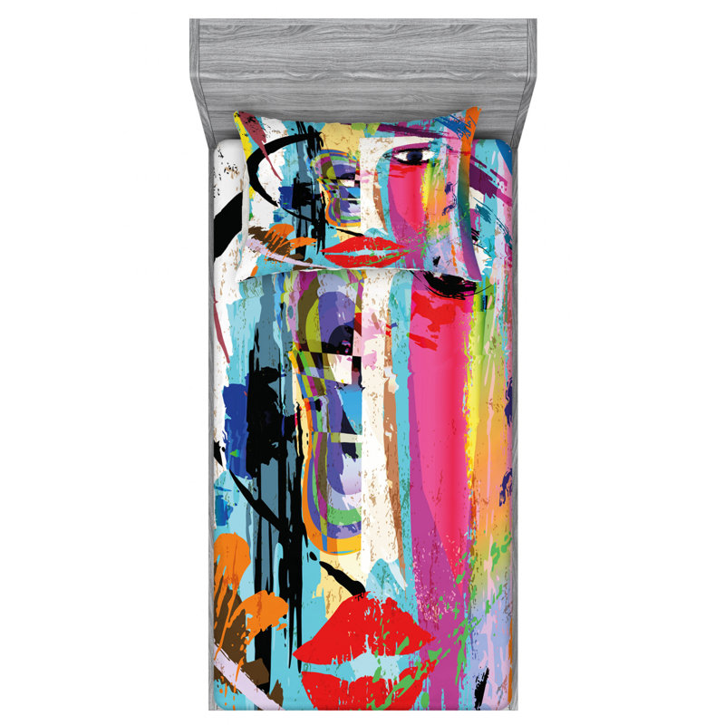 Microfiber Abstract Sheet Set, Twin XL Sheet Set + Fitted Sheet + 1 Pillowcase
