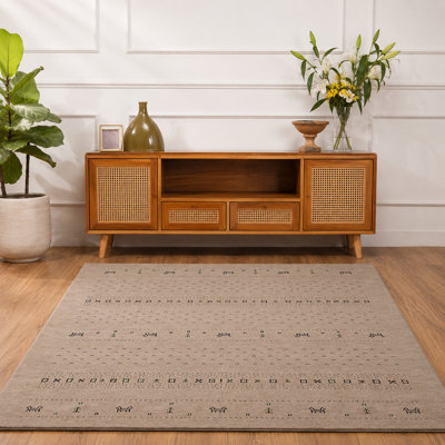 St Catherine Hand Knotted Loom Wool Eco-Friendly Area Rugs - Rectangle, Beige Color, Contemporary Modern Design, High Pile Thick Handmade Anti Skid Area Rugs for Living Room, Bed Room