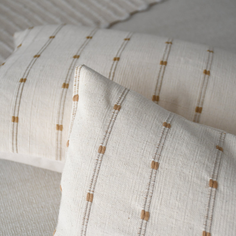 Housse de coussin lombaire en coton thaïlandais crème tissée à la main, accessoire décoratif, Crème