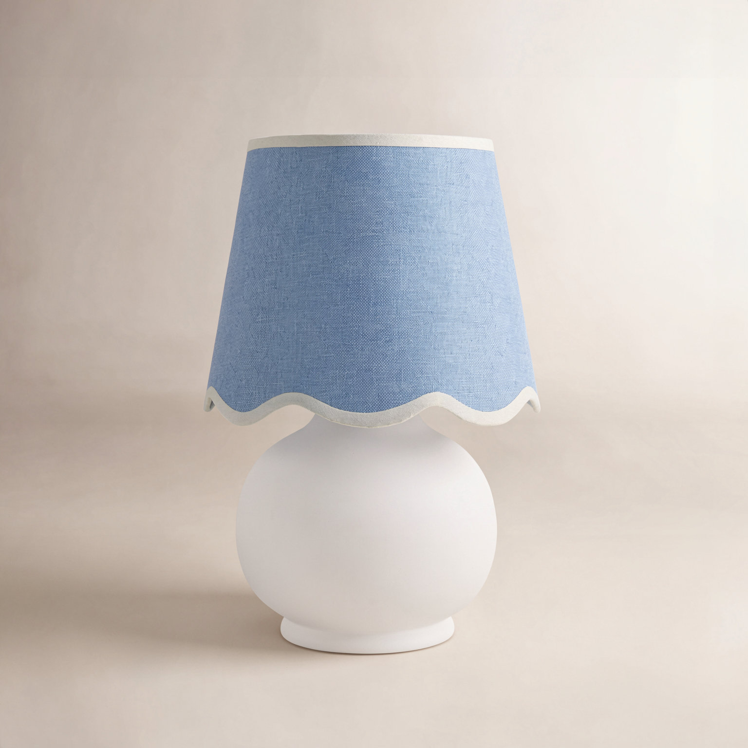 Momsen Ceramic Bedside Lamp, Blue, High Gloss White