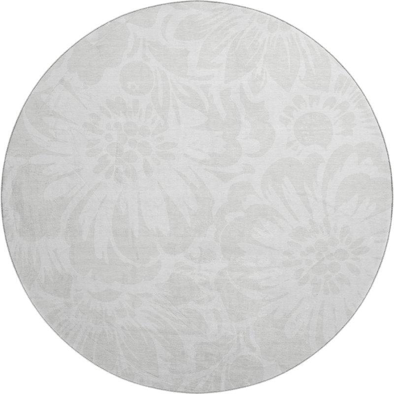 Premium Machine Washable Cerrito AMF551 Ivory Rug, Round 8'