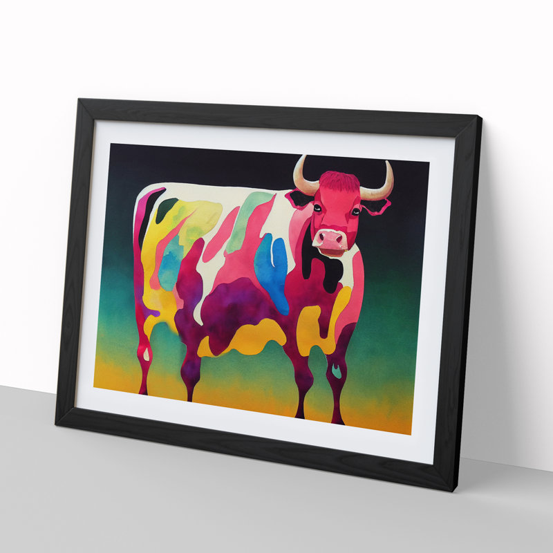 Colourful Cow Vol.6 Abstract - Framed Print, Black, 25cm H x 34cm W x 2cm D