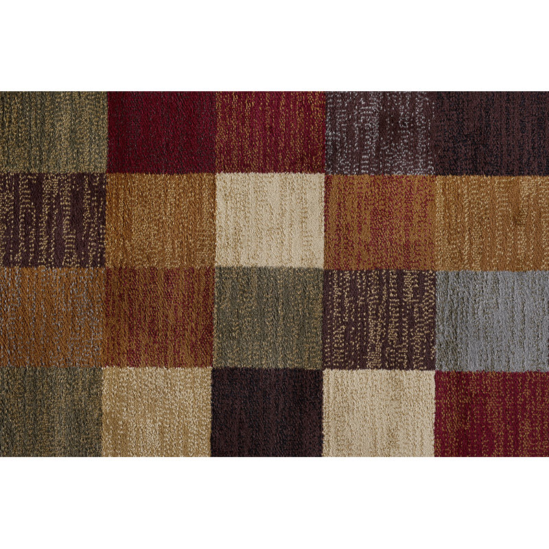 Tapis brun / rouge Menzen, Rond 5 pi 3 po