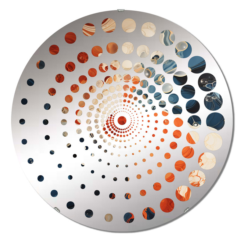Anshu - Miroir mural spiralé, 31,4 po x 31,4 po, Orange/bleu