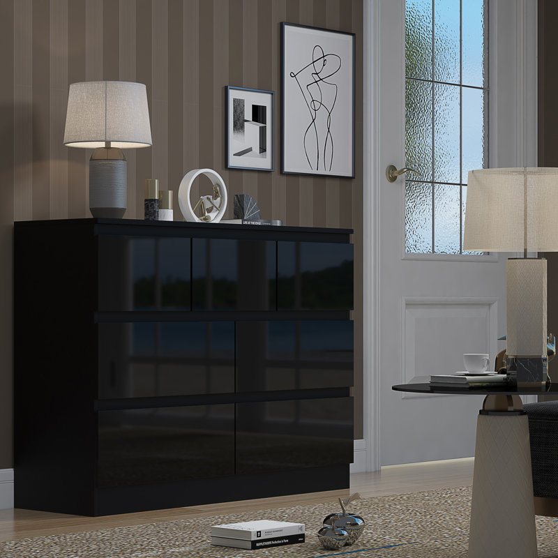 Warren 7 Drawer Merchant Chest Of Drawers: 4 + 3 Configuration. Scratch Resistant. Handleless Design. 14cm Deep Drawers