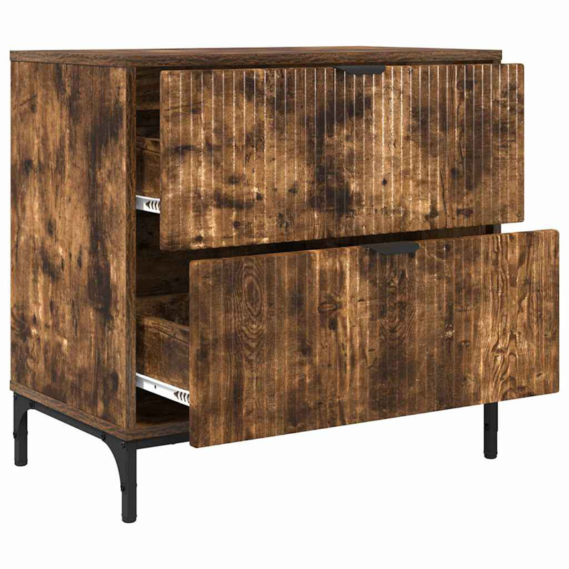 63.5cm W Manufactured Wood Bedside Table, Smoked Oak