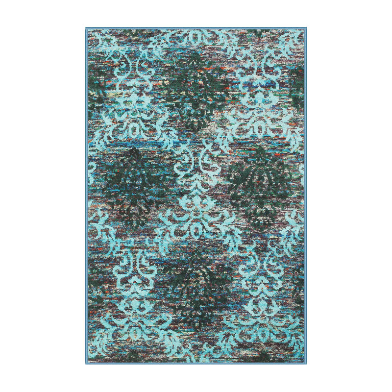 Tapis bleu/noir contemporain, Rectangle 5 pi x 8 pi