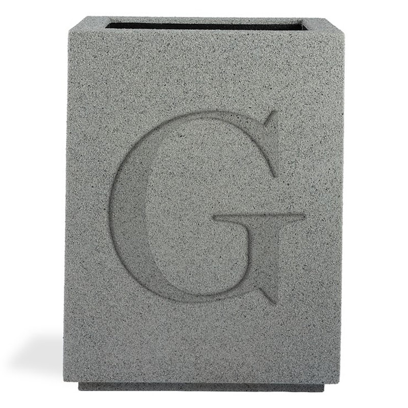 Gita Monogram Large Lightweight Outdoor 23" x 30" Column Planter Box, Gray, G