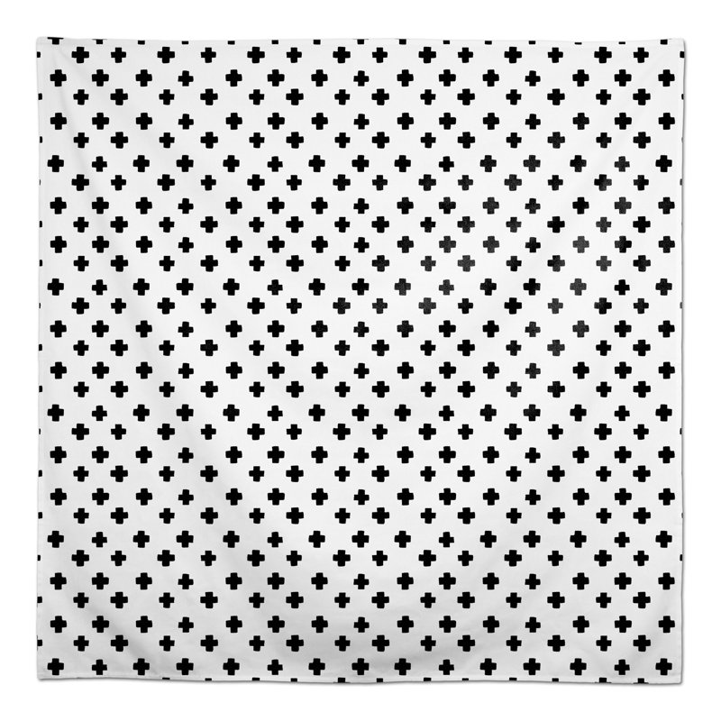 Geometric Square Tablecloth, Black