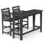 Ensemble de 3 barres d'extérieur pour patio avec table rectangulaire et chaises en PEHD-641775107