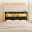 Storage Upholstered PU Headboard With LED Lights & Charging Station-1450114233-1450114236
