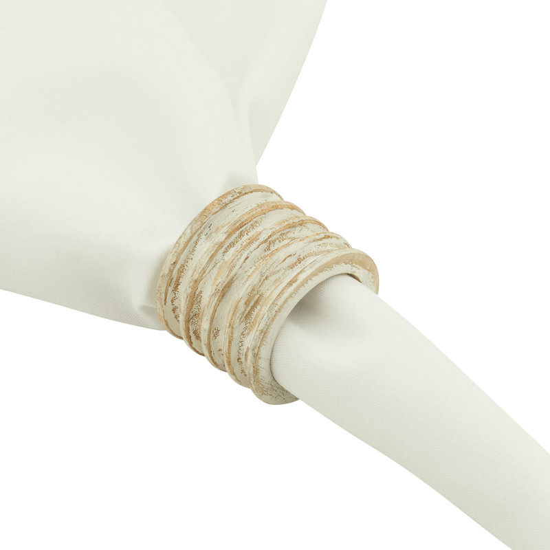 Ensemble de 4 rondelles de serviette 4 pièces, Blanc